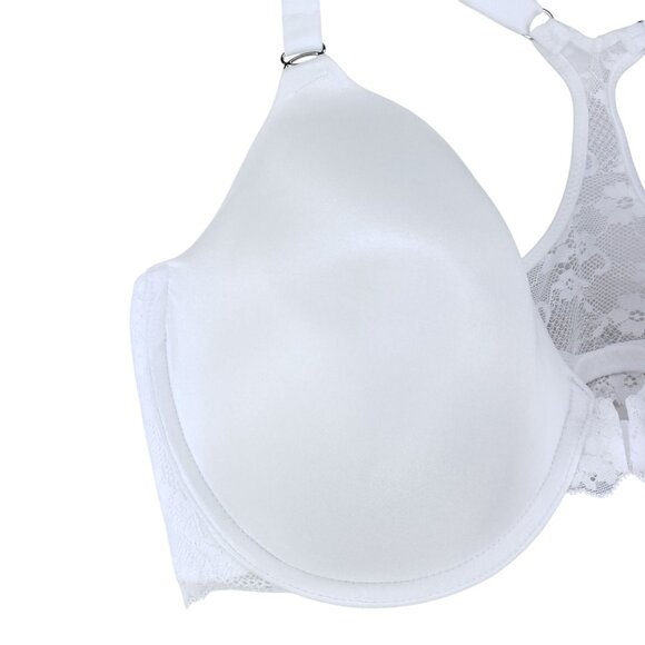 Maidenform Womens Front Close Racerback Bra 42D White Lace & Smooth Smartzone - Picture 6 of 7